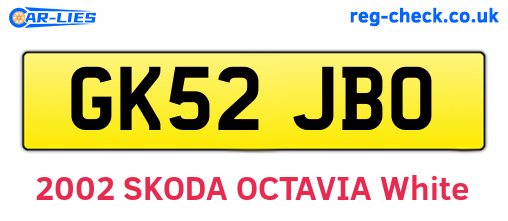 GK52JBO are the vehicle registration plates.