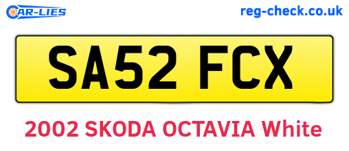 SA52FCX are the vehicle registration plates.
