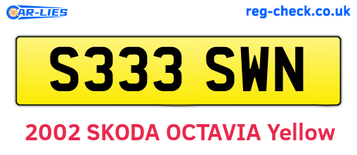 S333SWN are the vehicle registration plates.
