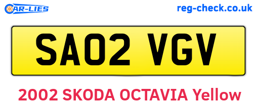 SA02VGV are the vehicle registration plates.
