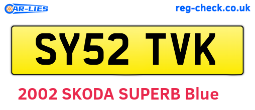 SY52TVK are the vehicle registration plates.