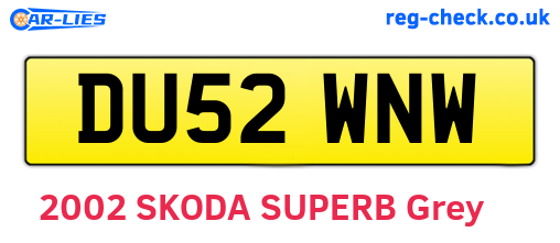 DU52WNW are the vehicle registration plates.