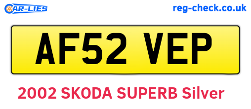 AF52VEP are the vehicle registration plates.