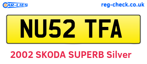 NU52TFA are the vehicle registration plates.