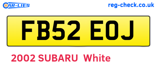 FB52EOJ are the vehicle registration plates.