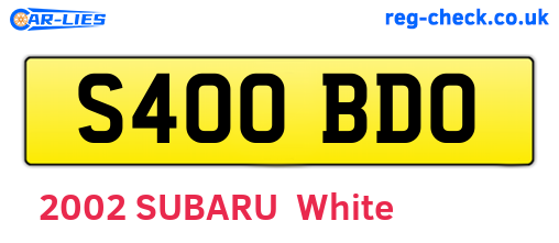 S400BDO are the vehicle registration plates.