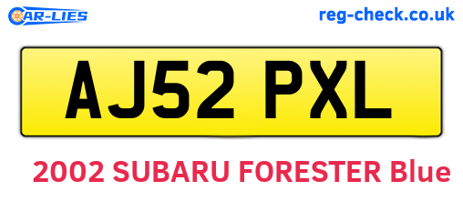 AJ52PXL are the vehicle registration plates.