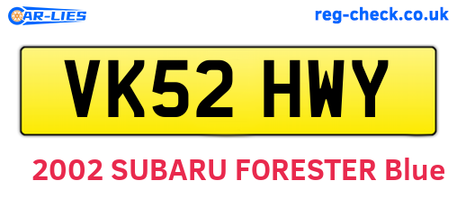 VK52HWY are the vehicle registration plates.