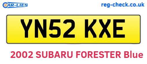 YN52KXE are the vehicle registration plates.