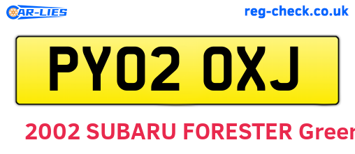 PY02OXJ are the vehicle registration plates.