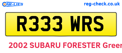 R333WRS are the vehicle registration plates.
