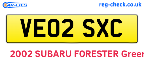 VE02SXC are the vehicle registration plates.
