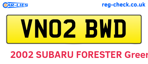 VN02BWD are the vehicle registration plates.
