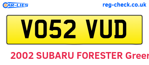 VO52VUD are the vehicle registration plates.