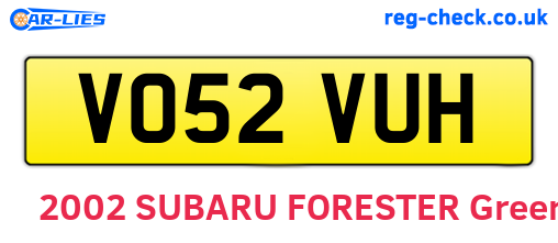 VO52VUH are the vehicle registration plates.