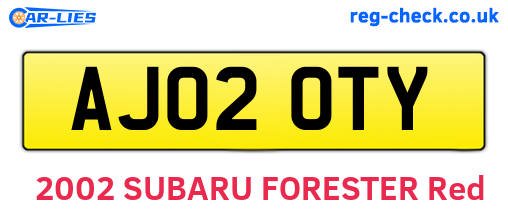 AJ02OTY are the vehicle registration plates.