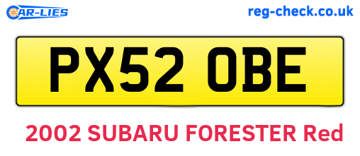 PX52OBE are the vehicle registration plates.