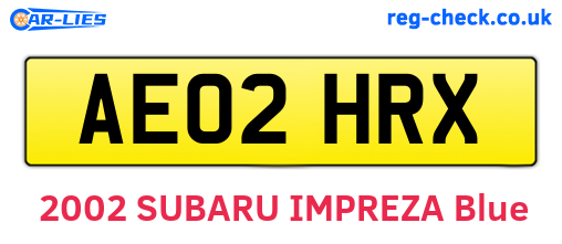 AE02HRX are the vehicle registration plates.