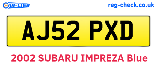 AJ52PXD are the vehicle registration plates.