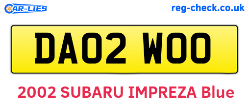 DA02WOO are the vehicle registration plates.