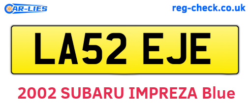 LA52EJE are the vehicle registration plates.