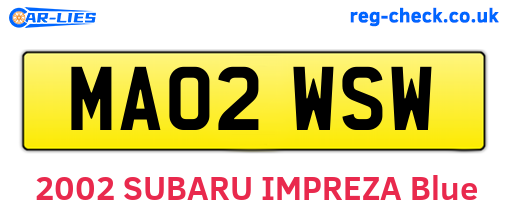 MA02WSW are the vehicle registration plates.