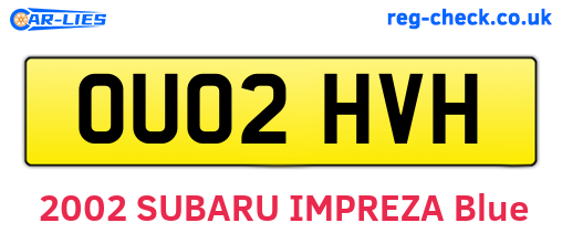 OU02HVH are the vehicle registration plates.