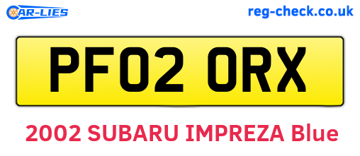 PF02ORX are the vehicle registration plates.