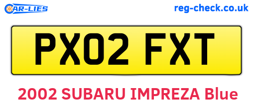 PX02FXT are the vehicle registration plates.