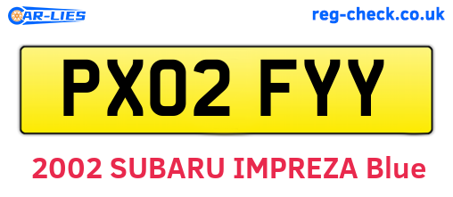 PX02FYY are the vehicle registration plates.