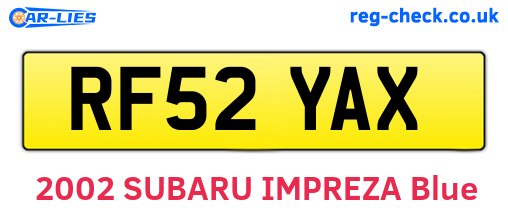 RF52YAX are the vehicle registration plates.