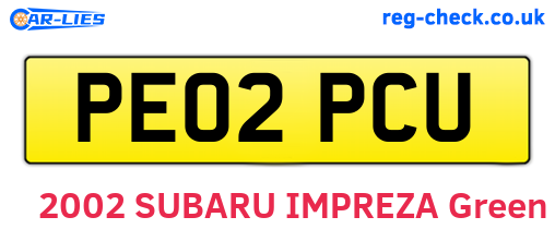 PE02PCU are the vehicle registration plates.