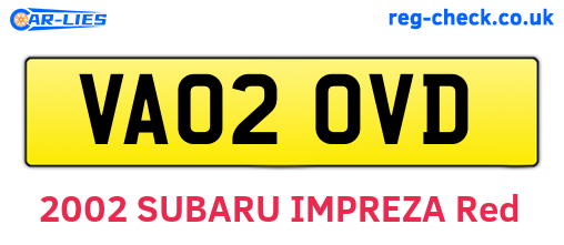 VA02OVD are the vehicle registration plates.