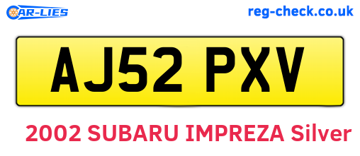 AJ52PXV are the vehicle registration plates.