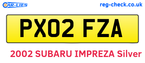 PX02FZA are the vehicle registration plates.