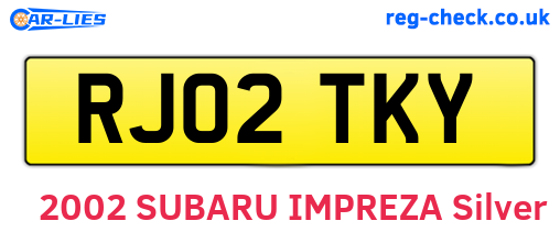 RJ02TKY are the vehicle registration plates.