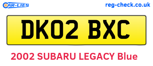 DK02BXC are the vehicle registration plates.