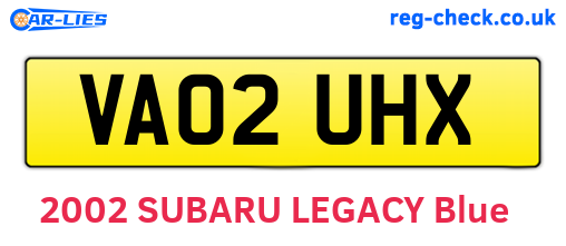 VA02UHX are the vehicle registration plates.