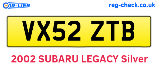 VX52ZTB are the vehicle registration plates.