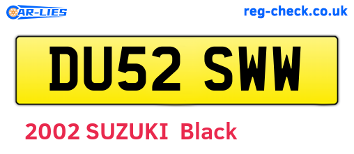 DU52SWW are the vehicle registration plates.