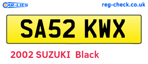 SA52KWX are the vehicle registration plates.