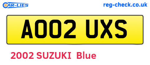 AO02UXS are the vehicle registration plates.
