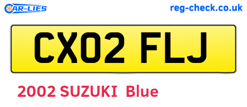 CX02FLJ are the vehicle registration plates.