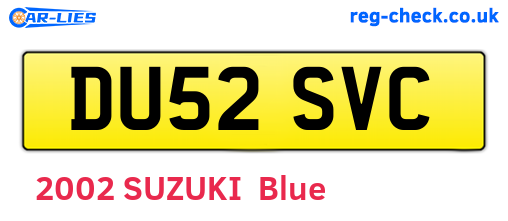 DU52SVC are the vehicle registration plates.