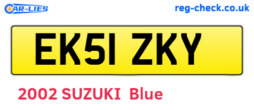 EK51ZKY are the vehicle registration plates.