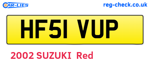 HF51VUP are the vehicle registration plates.