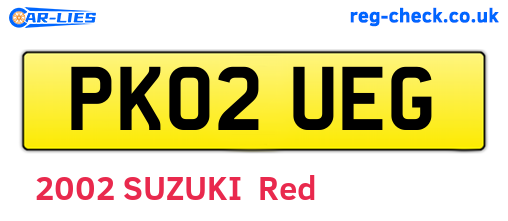 PK02UEG are the vehicle registration plates.