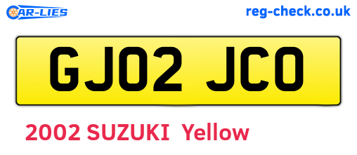 GJ02JCO are the vehicle registration plates.