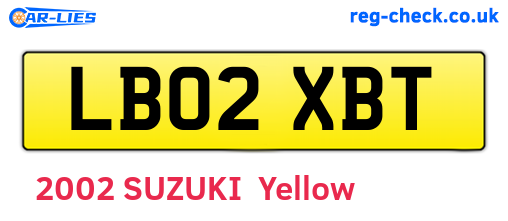 LB02XBT are the vehicle registration plates.