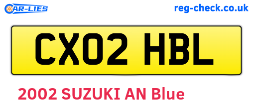 CX02HBL are the vehicle registration plates.